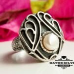 Large Pearl Ring, Round Pearl Ring, Silver Pearl Ring, Pearl Ring, Pearl Jewelry, Pearl and Silver, Solid Silver Ring, Unique Ring, Vintage