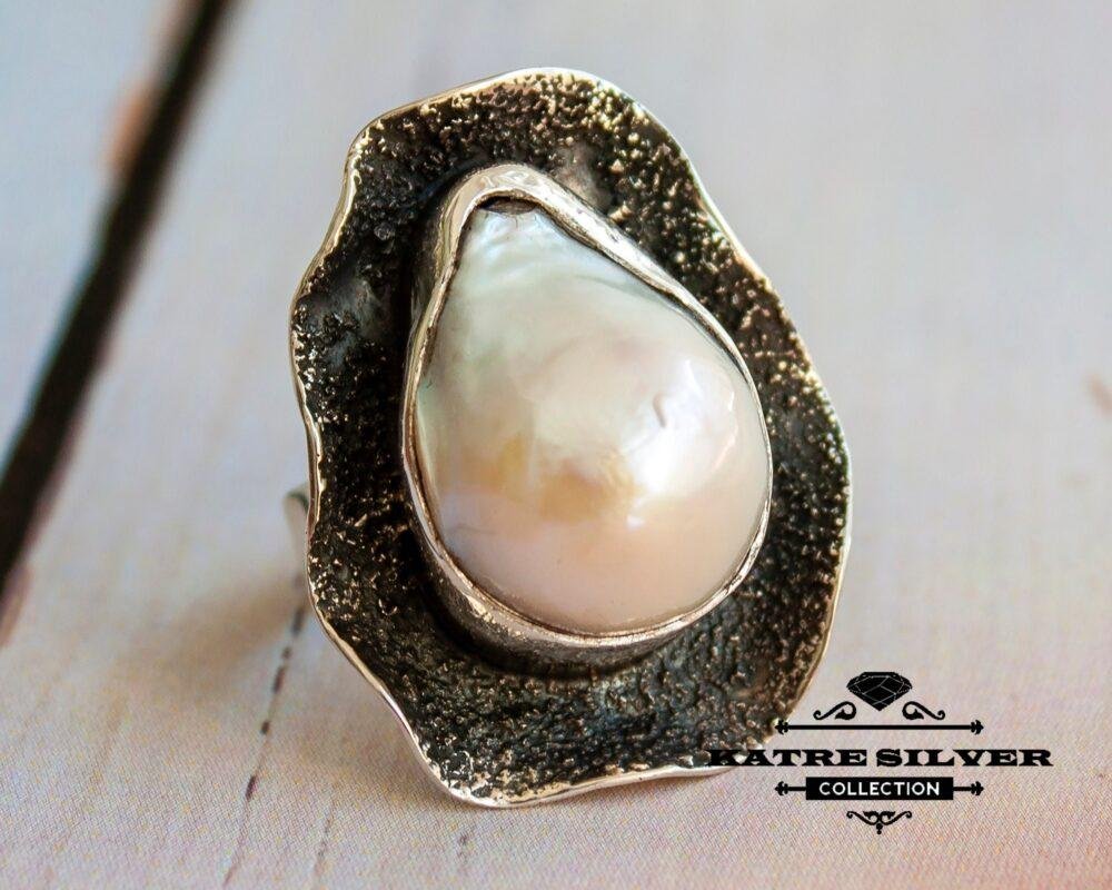 South Sea Pearl, Pearl Engagement, Vintage Pearl Ring, White Pearl Ring, Silver Pearl Ring, Pearl Ring, Pearl Jewelry, Statement Ring, Antique