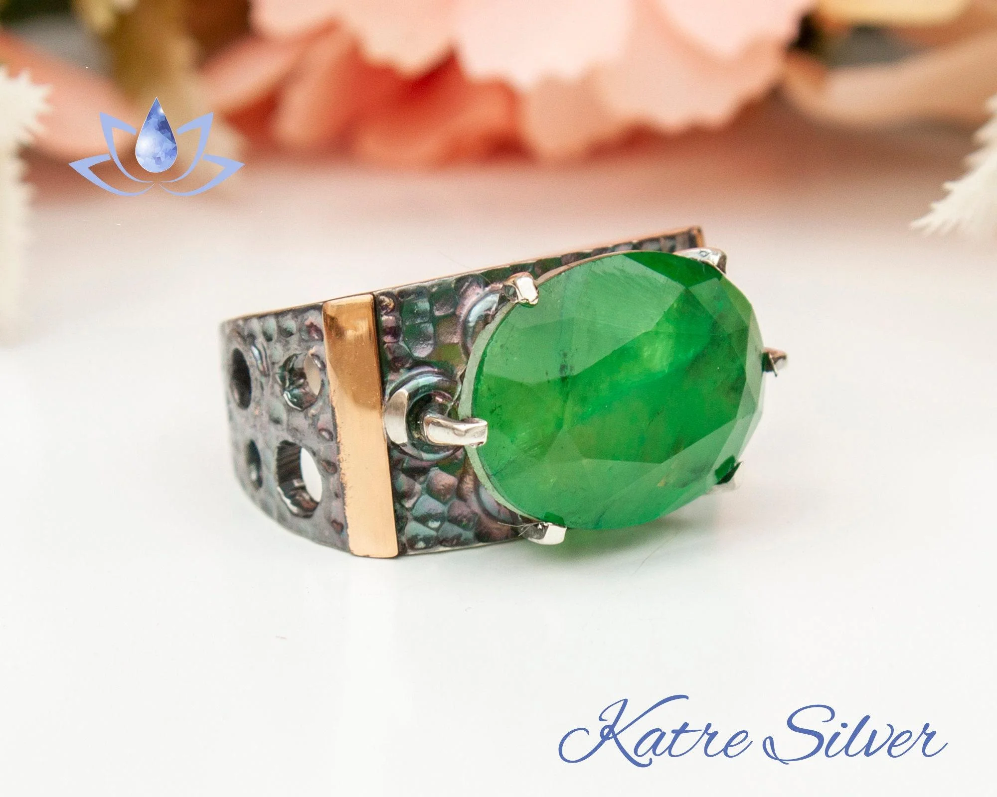 Oval Faceted Cut Green Paraiba Tourmaline Stone Sterling Silver Ring with a Hole, Paraiba Ring, Gift For Her, Paraiba Engagement Ring Promise - Image 5