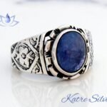 Men's Ring with Blue Kyanite Stone, Raw Stone Ring, Blue Kyanite, Meditation Ring, Blue Kyanite Jewelry, Lucky Ring, Gift for Men