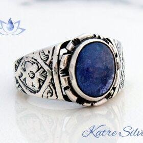 Men's Ring with Blue Kyanite Stone, Raw Stone Ring, Blue Kyanite, Meditation Ring, Blue Kyanite Jewelry, Lucky Ring, Gift for Men