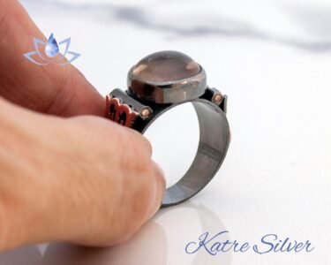 Bicolor Ametrine Ring for Men 925 Sterling Silver – Unique Cabochon Stone Ring, Handmade Art Deco Statement Ring - Image 3