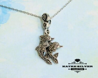 Marcasite Dolphin Pendant – Stunning 925 Sterling Silver Dolphin Necklace, Vintage Handmade Animal Jewelry Gift for Women - Image 3