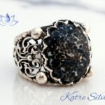 Black Obsidian Ring, Black and White Ring, Designs Unique Ring, Victorian Steam Punk, Snowflake Obsidian Men Ring, Rings for Men