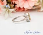 Halo Engagement Ring Yellow Citrine, Emerald Octagon Cut Citrine Ring, Sterling Silver Ring Natural Citrine Engagement Ring Gift for Her - Image 6