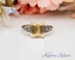 Yellow Emerald Octagon Cut Citrine Ring for Women, Citrine Ring in Sterling Silver, Citrine Engagement Ring, Promise Ring, Birthday Gift - Image 3