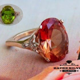 Rose Gold Diaspore Ring, Art Nouveau Ring, Women Ring, Woman Silver Ring, Statement Rose Ring, Handmade Silver Ring, Silver Ring Women, Ring