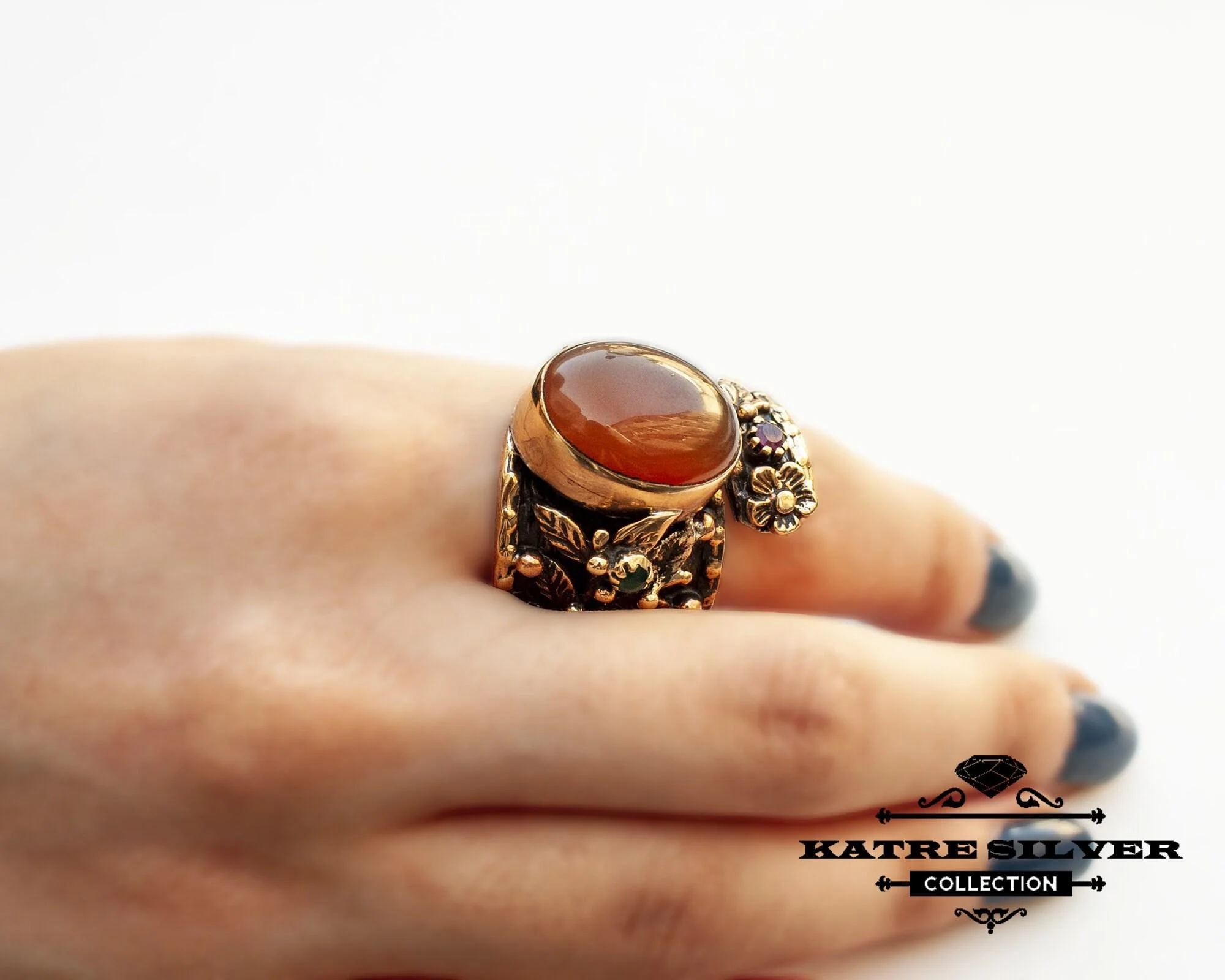 Stunning Boho Agate Ring 925 Sterling Silver – Handmade Adjustable Statement Gemstone Ring, Vintage Unique Jewelry Gift for Women - Image 6