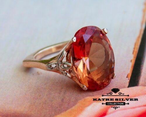 Rose Gold Diaspore Ring, Art Nouveau Ring, Women Ring, Woman Silver Ring, Statement Rose Ring, Handmade Silver Ring, Silver Ring Women, Ring - Image 7