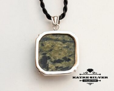 Stunning Serpentine Pendant 925 Sterling Silver – Natural Green Stone Necklace, Unique Statement Pendant Gift for Her - Image 10