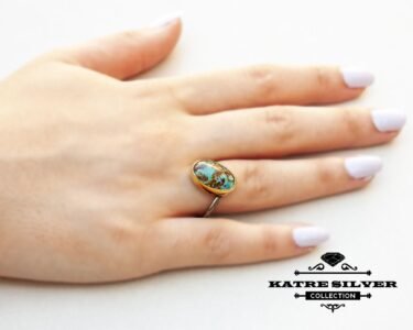 Oval Turquoise Ring, Navajo Ring, Turquoise Ring, Handmade Ring, Turquoise Jewelry, Statement Ring, Boho Ring, Natural Turquoise, Unique Ring - Image 5