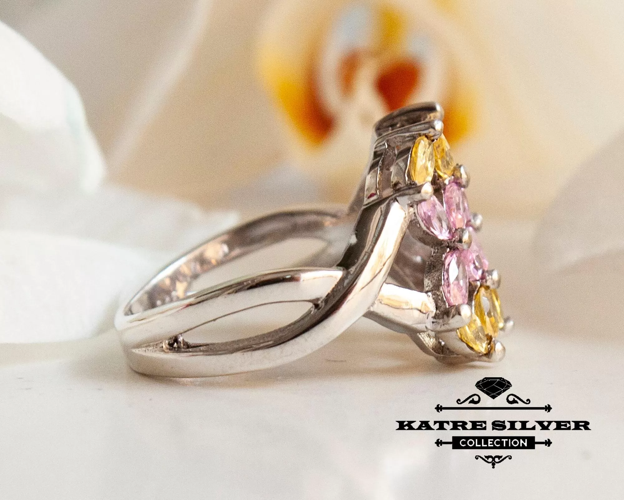 Stunning Marquise Stone Ring 925 Sterling Silver – Pink Gemstone Ring, Elegant Dainty Statement Ring for Her - Image 7