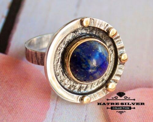 Round Lapis Ring, Round Shape Ring, Round Lapis Lazuli, Round Ring, Lapis Lazuli Jewelry, Blue Stone Ring, Blue Lapis Lazuli, Lapis Lazuli