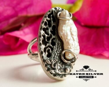Unique Vintage Pearl Ring 925 Sterling Silver – Elegant Statement Pearl Ring, Handmade Silver Ring for Her - Image 3