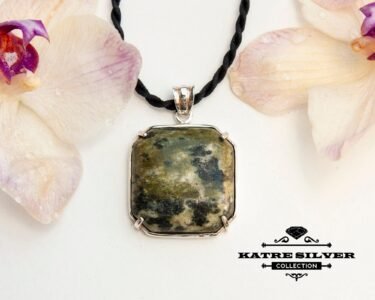 Stunning Serpentine Pendant 925 Sterling Silver – Natural Green Stone Necklace, Unique Statement Pendant Gift for Her - Image 5