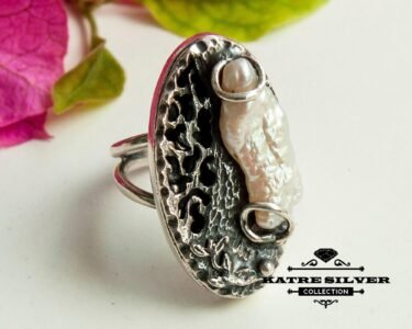 Unique Vintage Pearl Ring 925 Sterling Silver – Elegant Statement Pearl Ring, Handmade Silver Ring for Her - Image 5