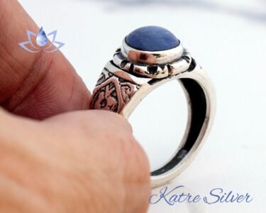 Men's Ring with Blue Kyanite Stone, Raw Stone Ring, Blue Kyanite, Meditation Ring, Blue Kyanite Jewelry, Lucky Ring, Gift for Men - Image 9