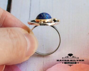 Stunning Lapis Lazuli Ring 925 Sterling Silver – Handmade Round Blue Stone Statement Ring, Elegant Gemstone Ring for Women - Image 8