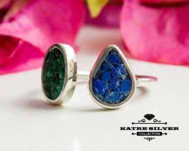 Mosaic Ring, Lapis Ring, Malachite Ring, Mosaic Stone, Lapis Lazuli Ring, Open Ring, Adjustable Ring, Mosaic Jewelry, Geometric Ring, Vintage - Image 5