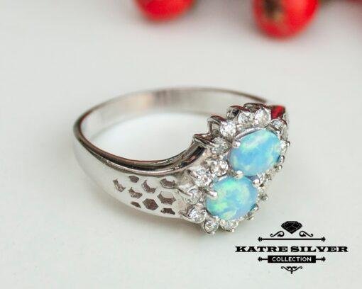 Unique Womens Blue Opal Ring, Handmade Ring, Designer Ring, Anniversary Ring, Women Ring, Beautiful Ring, Gift Ring, Jewelry Ring, Blue Opal