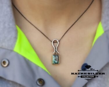 Turquoise Necklace 925 Sterling Silver – Genuine Turquoise Pendant, Handmade Boho Navajo Style Dainty Necklace for Women - Image 2
