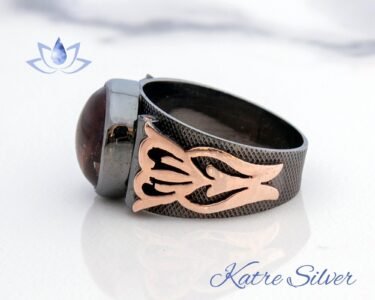 Bicolor Ametrine Ring for Men 925 Sterling Silver – Unique Cabochon Stone Ring, Handmade Art Deco Statement Ring - Image 5