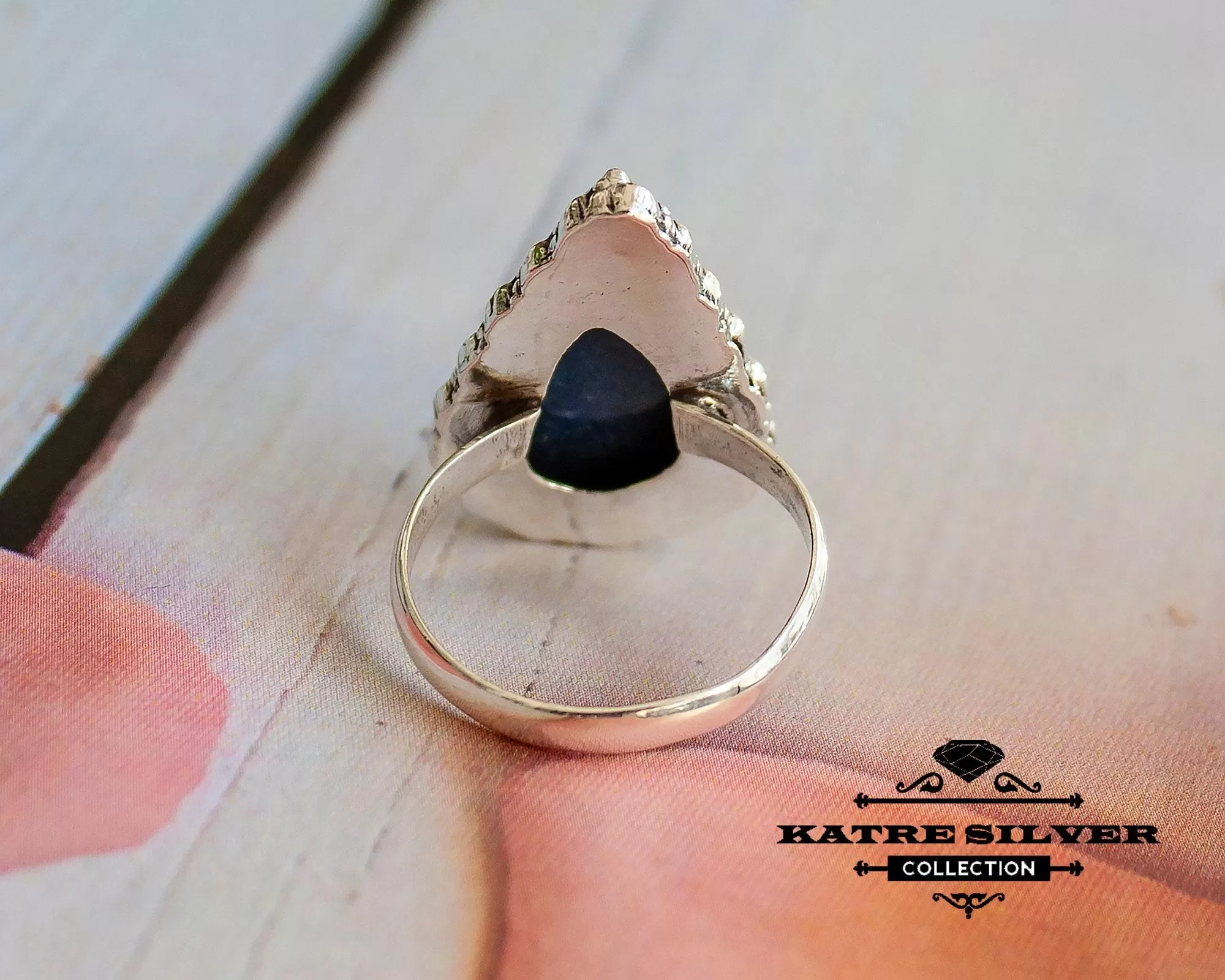 Bold Lapis Lazuli Silver Ring 925 Sterling Silver – Oxidized Blue Stone Statement Ring, Handmade Vintage Gemstone Ring for Women - Image 8