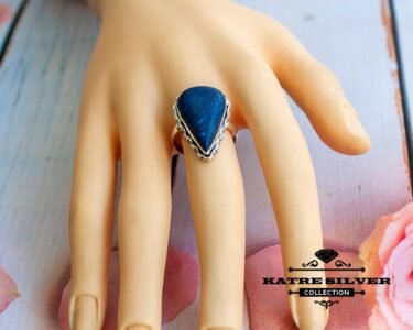 Bold Lapis Lazuli Silver Ring 925 Sterling Silver – Oxidized Blue Stone Statement Ring, Handmade Vintage Gemstone Ring for Women - Image 5