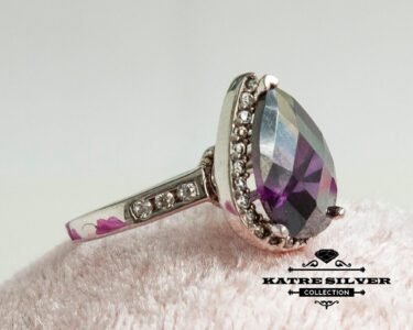 Stunning Pear Amethyst Ring 925 Sterling Silver – Teardrop Purple Gemstone Ring, Elegant Statement Ring for Her - Image 3