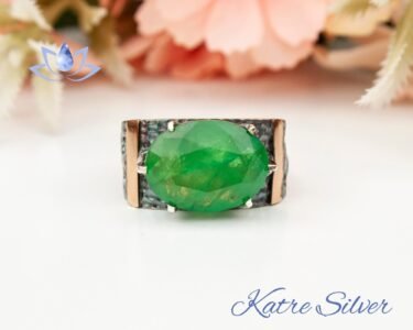 Oval Faceted Cut Green Paraiba Tourmaline Stone Sterling Silver Ring with a Hole, Paraiba Ring, Gift For Her, Paraiba Engagement Ring Promise - Image 3