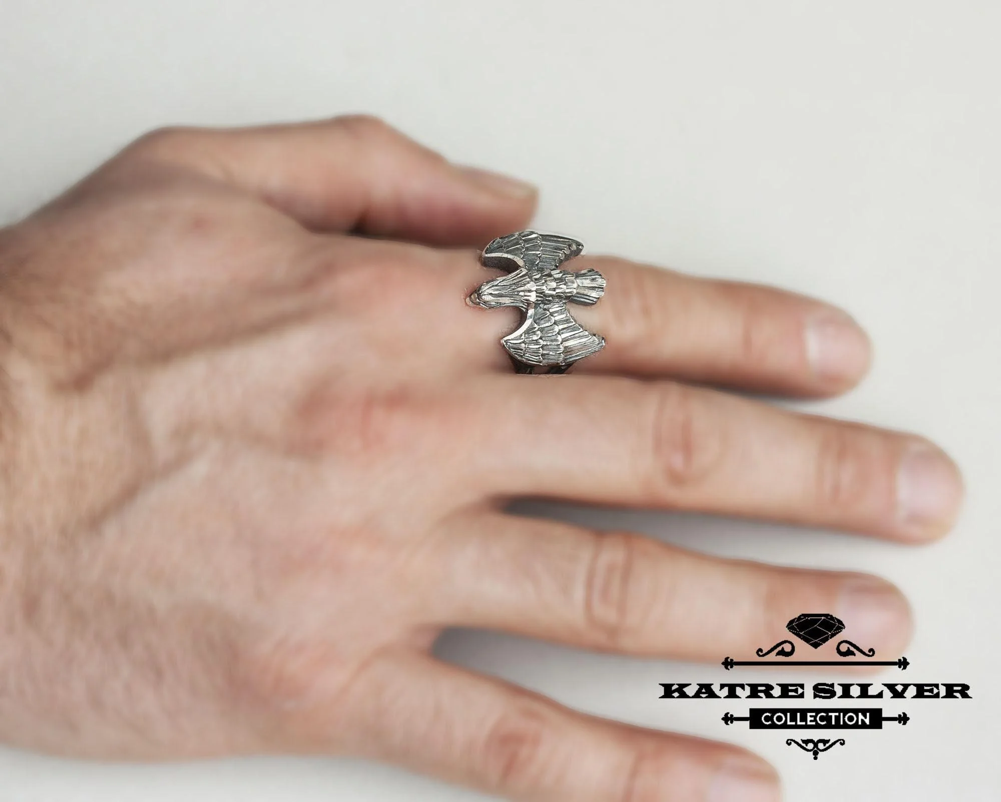 Eagle Statement Ring for Men 925 Sterling Silver – Handmade Vintage Eagle Ring, Bold Animal Designer Ring for Men - Image 2