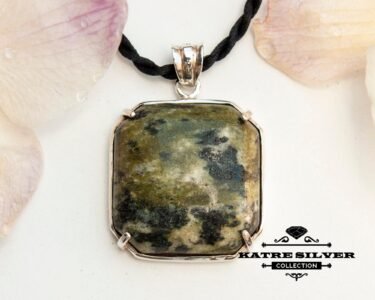 Stunning Serpentine Pendant 925 Sterling Silver – Natural Green Stone Necklace, Unique Statement Pendant Gift for Her - Image 4