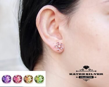 Stunning Sultanite Earrings 925 Sterling Silver – Color Changing Floral Stud Earrings, Elegant Gemstone Earrings for Her - Image 4