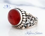 Large Stone Red Yemeni Aqeeq Ring for Men, Red Carnelian Mens Handmade Ring, Natural Stone Ring, Agate Jewelry, Mans Ring, Gift Ring - Image 5