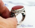 Large Stone Red Yemeni Aqeeq Ring for Men, Red Carnelian Mens Handmade Ring, Natural Stone Ring, Agate Jewelry, Mans Ring, Gift Ring - Image 9