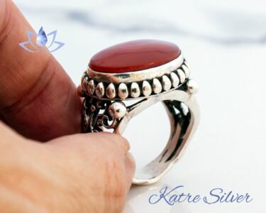 Large Stone Red Yemeni Aqeeq Ring for Men, Red Carnelian Mens Handmade Ring, Natural Stone Ring, Agate Jewelry, Mans Ring, Gift Ring - Image 9