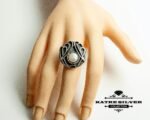 Large Pearl Ring, Round Pearl Ring, Silver Pearl Ring, Pearl Ring, Pearl Jewelry, Pearl and Silver, Solid Silver Ring, Unique Ring, Vintage - Image 2