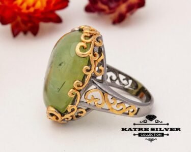 Prehnite Ring, Statement Ring, Gemstone Ring, Sterling Silver Ring, Handmade Ring, Prehnite Jewelry, Prehnite, Gift for Her - Image 6