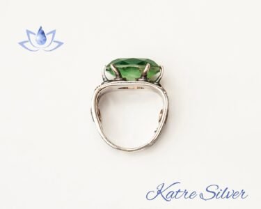 Oval Faceted Cut Green Paraiba Tourmaline Stone Sterling Silver Ring with a Hole, Paraiba Ring, Gift For Her, Paraiba Engagement Ring Promise - Image 9