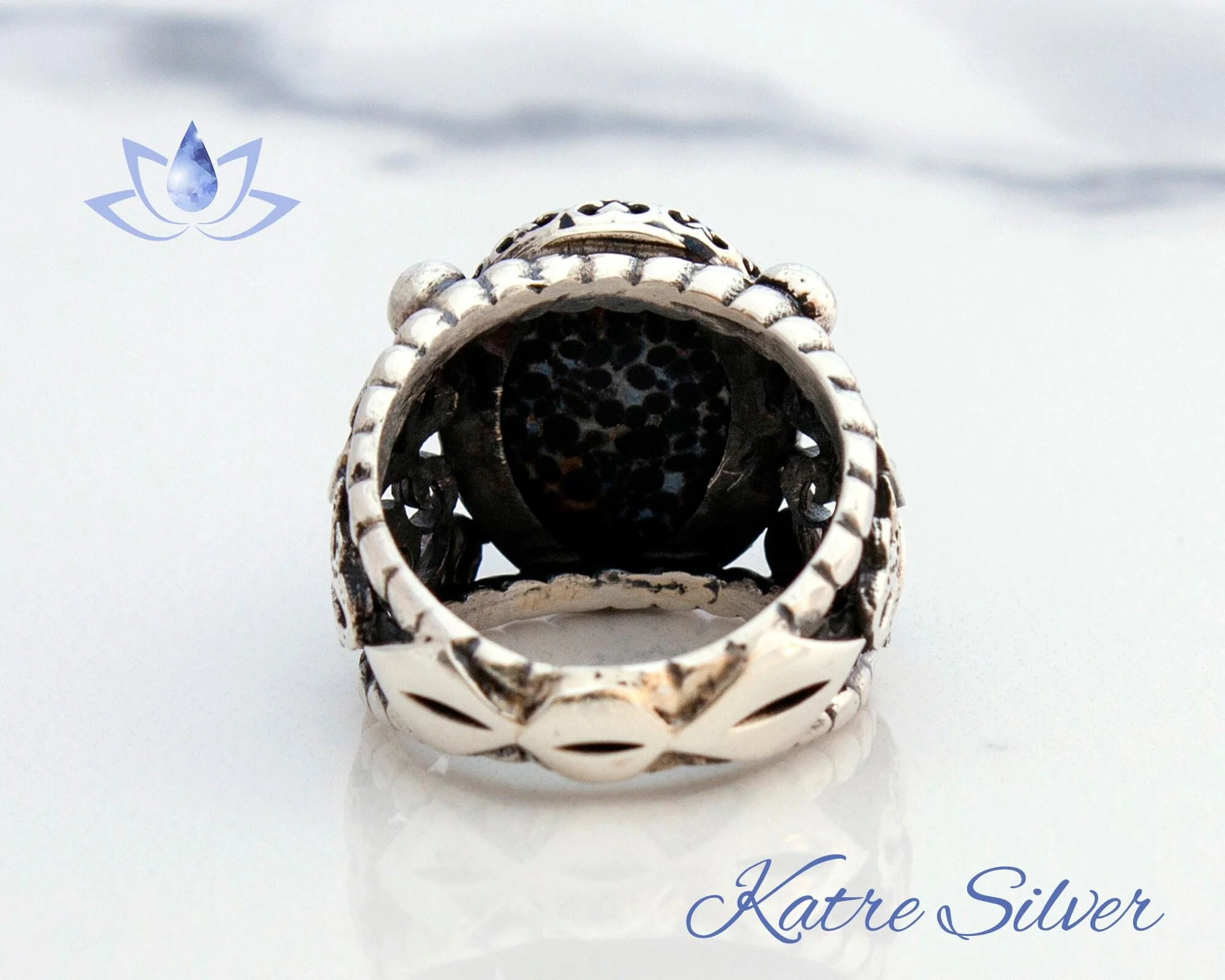 Black Obsidian Ring, Black and White Ring, Designs Unique Ring, Victorian Steam Punk, Snowflake Obsidian Men Ring, Rings for Men - Image 8