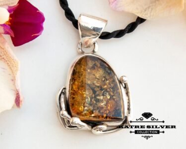 green amber pendant 925 sterling silver baltic amber necklace