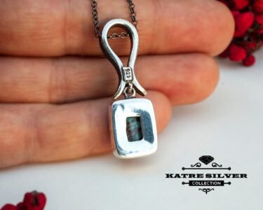 Turquoise Necklace 925 Sterling Silver – Genuine Turquoise Pendant, Handmade Boho Navajo Style Dainty Necklace for Women - Image 9