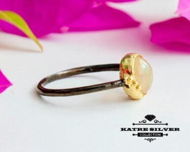 Stunning Rainbow Opal Ring 925 Sterling Silver – Natural Opal Statement Ring, Colorful Minimalist Gemstone Ring for Her - Image 5