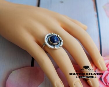 Stunning Lapis Lazuli Ring 925 Sterling Silver – Handmade Round Blue Stone Statement Ring, Elegant Gemstone Ring for Women - Image 2