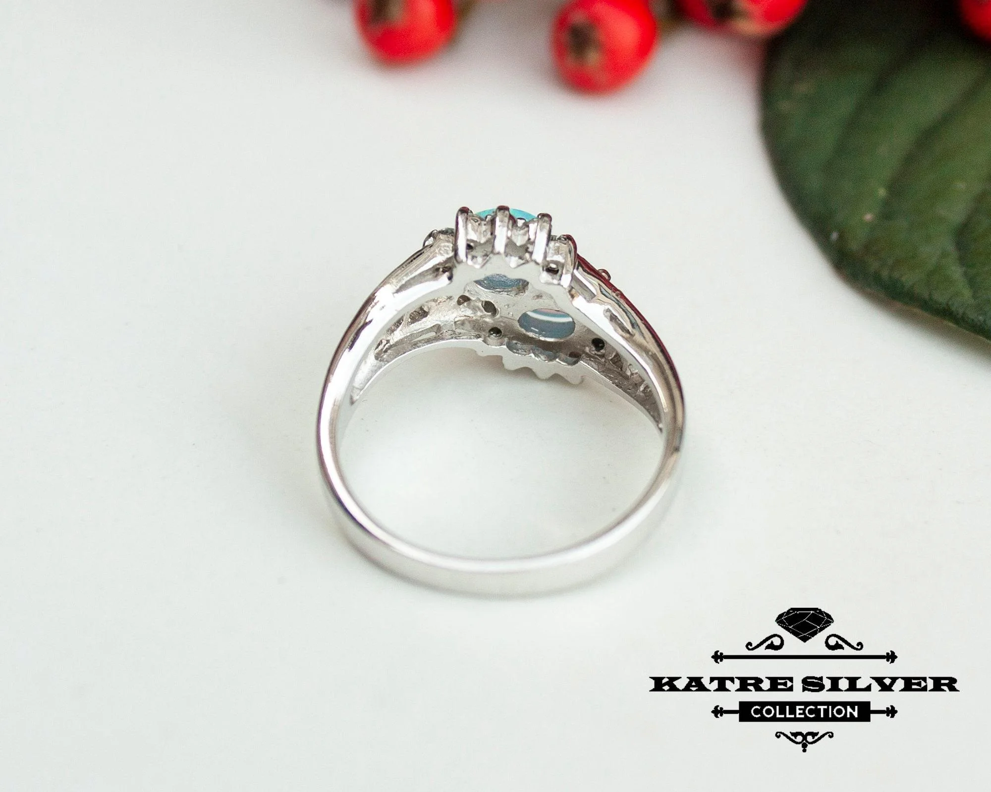 Stunning Blue Opal Ring 925 Sterling Silver – Unique Handmade Opal Ring, Elegant Designer Statement Ring for Women - Image 7