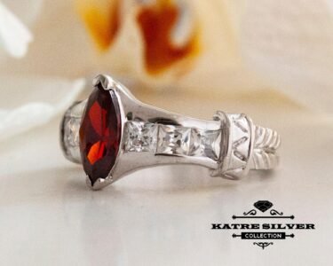 Red Marquise Ring – Stunning 925 Sterling Silver Dainty Promise Ring, Elegant Red Stone Solitaire Ring Gift for Women - Image 5