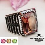 Mens Handmade Ring, Turkish Handmade Silver, Ottoman Mens Ring, Diaspore Ring, Zultanite Men Ring, 925k Sterling Silver, Gift for Him