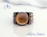 Bicolor Ametrine Ring, Exclusive Style, Ametrine Jewelry, Art Deco Men Ring, Unique Ametrine Ring, Cabochon Stone, Gifts for Men - Image 2