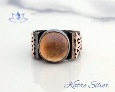 Bicolor Ametrine Ring for Men 925 Sterling Silver – Unique Cabochon Stone Ring, Handmade Art Deco Statement Ring - Image 2