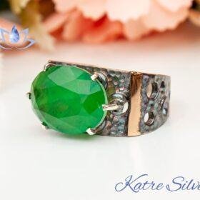 Oval Faceted Cut Green Paraiba Tourmaline Stone Sterling Silver Ring with a Hole, Paraiba Ring, Gift For Her, Paraiba Engagement Ring Promise